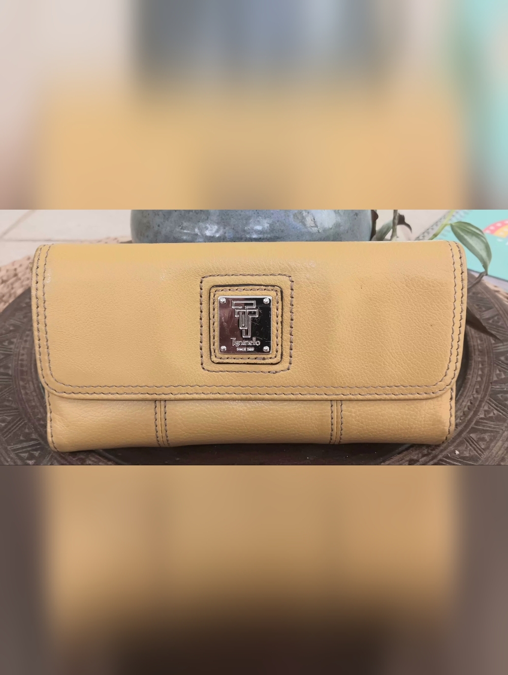 Tignanello Mustard Yellow Leather Continental Wallet